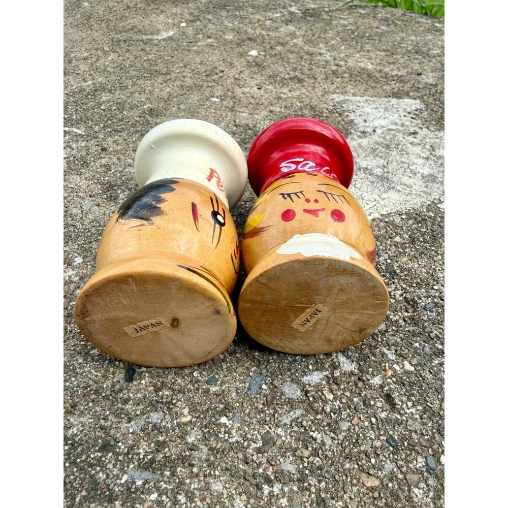 Vintage Japan Wooden Chef Salt and Pepper Shakers Hand Painted Mid Century MCM